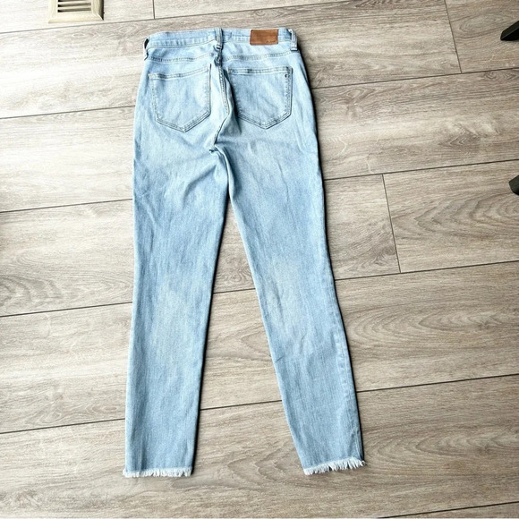 Madewell High Rise Skinny Crop Button Front Raw Hem Light Blue - Picture 11 of 13